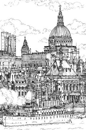 Framed B&amp;W City Scene X Print