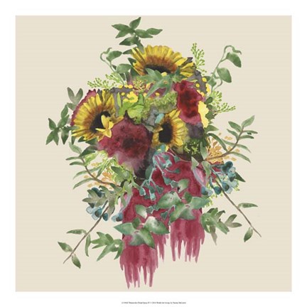 Framed Watercolor Floral Spray IV Print