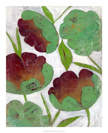 Framed Verdigris Blooms II Print