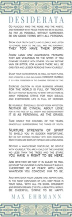 Framed Desiderata Bus Roll Blue Pattern Print