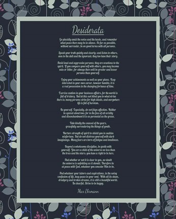 Framed Desiderata Leaf Pattern Frame Dark Print