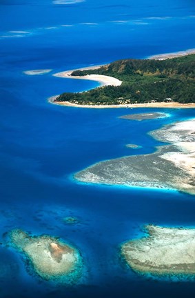 Framed Aerial of Maolo Island, Mamanuca Islands, Fiji Print