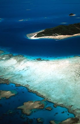 Framed Aerial of Castaway Island, Mamanuca Islands, Fiji Print