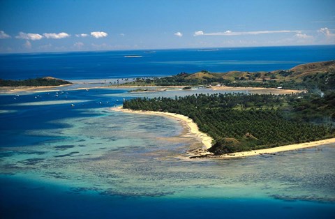 Framed Aerial View of Malolo Lailai Island, Mamanuca Islands, Fiji Print