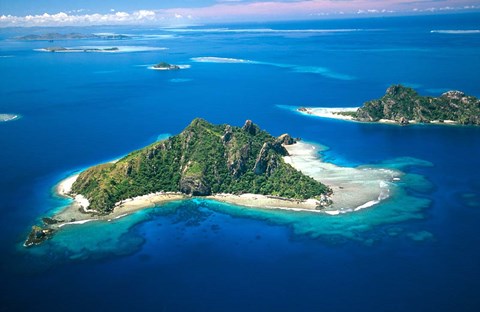 Framed Aerial of Maolo Island, Mamanuca Islands, Fiji Print