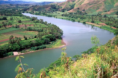 Framed Sigatoka River Seen From Tavuni Hill Fort, Coral Coast, Viti Levu, Fiji Print