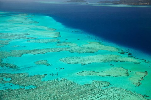 Framed Malolo Barrier Reef and Malolo Island, Mamanuca Islands, Fiji Print