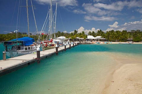 Framed Yachts tied up at Musket Cove Island Resort, Malolo Lailai Island, Mamanuca Islands, Fiji Print