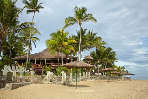 Framed Beach at Outrigger on the Lagoon Resort, Coral Coast, Fiji Print