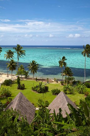 Framed Crusoe&#39;s Retreat and coral reef, Coral Coast, Viti Levu, Fiji Print