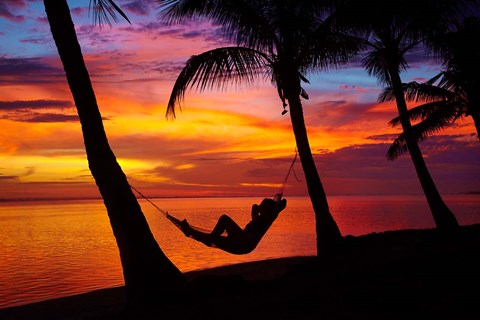 Framed Woman in hammock, Coral Coast, Viti Levu, Fiji Print