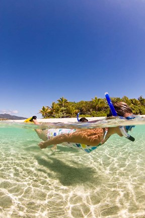 Framed Snorkeling, Beqa Island, Fiji Print