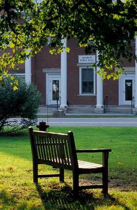 Framed Bench in Sharon, Litchfield Hills, Connecticut Print