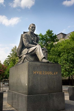 Framed Slovakia, Bratislava, statue of Hviezdoslav Print