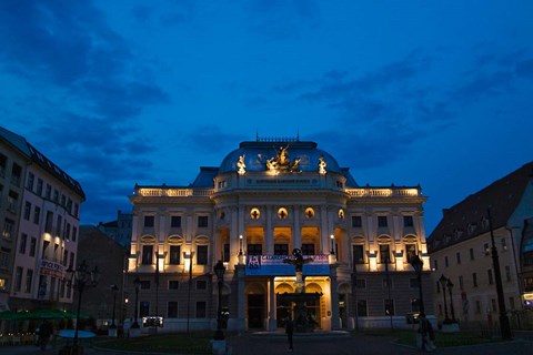 Framed Night view of Bratislava Opera House, Slovakia Print