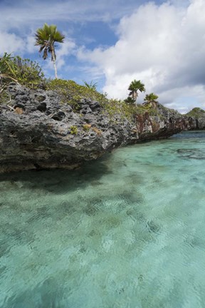 Framed Scenic lagoon located inside volcanic caldera, Fiji Print