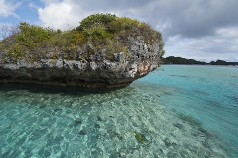 Framed Fiji, Island of Fulanga. Lagoon inside volcanic caldera. Mushroom islets, limestone formations. Print