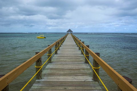 Framed Long wooden pier, Coral Coast, Fiji, South Pacific Print