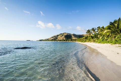 Framed White sandy beach, Oarsman Bay, Yasawa, Fiji Print