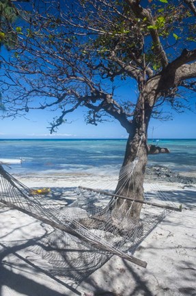 Framed Hammock on the beach of a resort, Nacula Island, Yasawa, Fiji, South Pacific Print