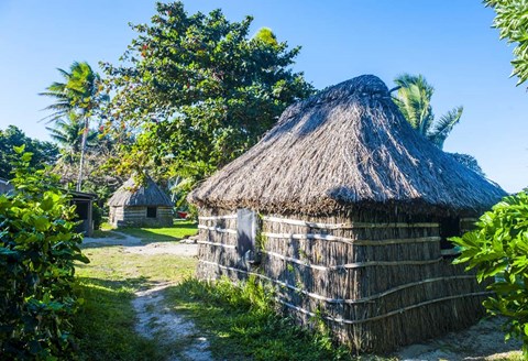 Framed Local thatched hut, Yasawa, Fiji, South Pacific Print