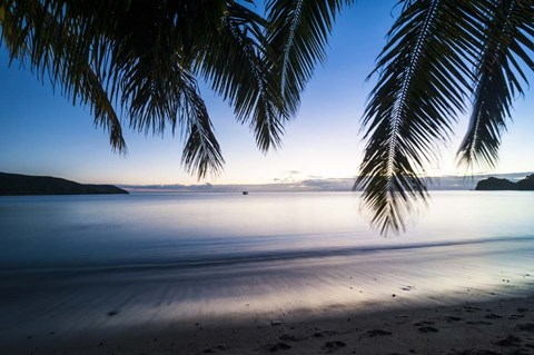 Framed Sunset over the beach, Naviti, Yasawa, Fiji, South Pacific Print
