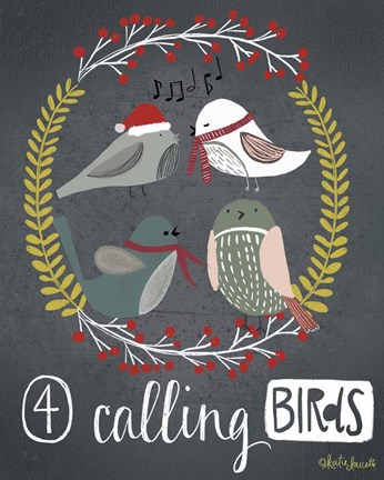 Framed 4 Calling Birds Print