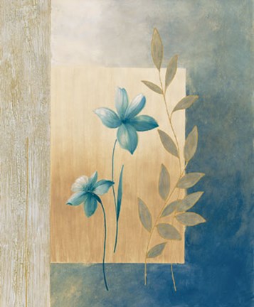Framed Fleurs Bleues I Print