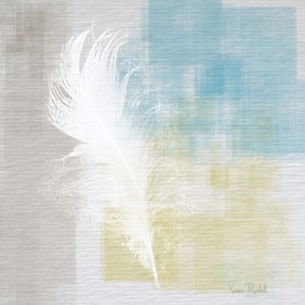 Framed White Feather Abstract I Print