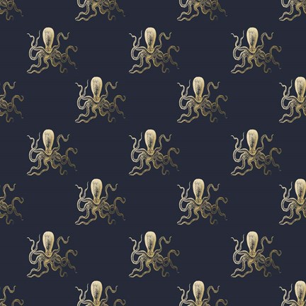 Framed Gold Octopus Pattern Print