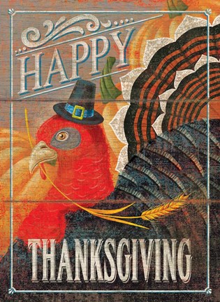Framed Happy Thanksgiving Turkey Print
