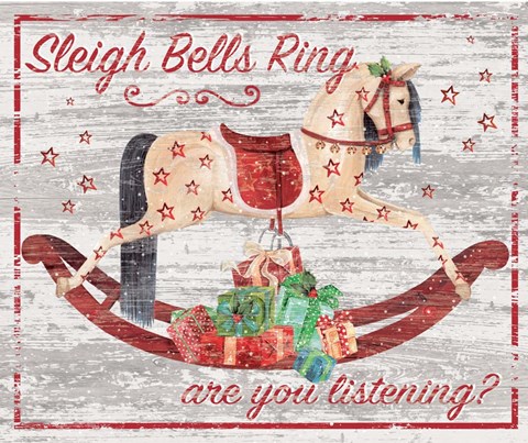 Framed Sleigh Bells Ring - Rocking Horse Print