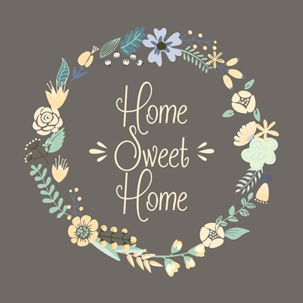 Framed Home Sweet Home Floral Brown Print