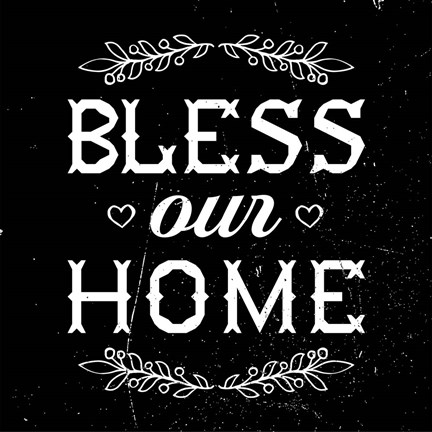 Framed Bless Our Home-Black Print