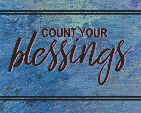 Framed Count Your Blessing-Blue Print