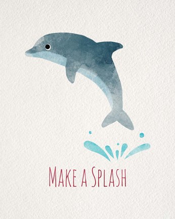 Framed Make a Splash Dolphin White Print