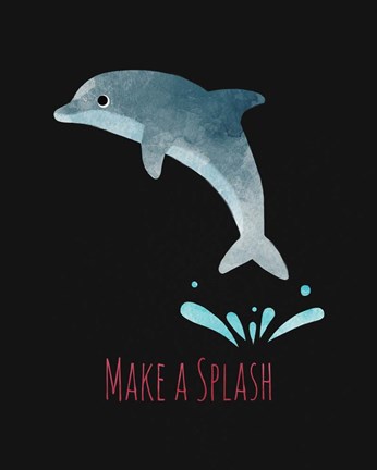 Framed Make a Splash Dolphin Black Print