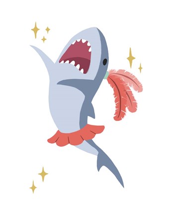 Framed Wash Brush Floss Flush Shark Coral Part III Print