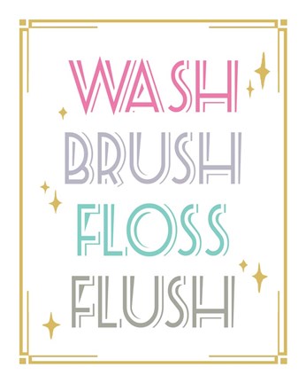 Framed Wash Brush Floss Flush Shark Pink Part II Print