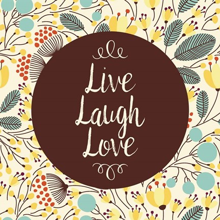 Framed Live Laugh Love Retro Floral White Print