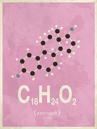 Framed Molecule Estrogene - Pink Print