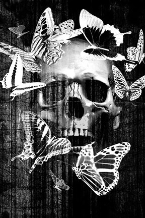 Framed Skull Butterfly Crown Print