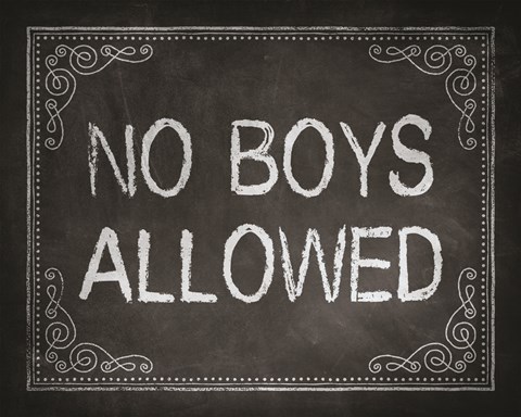 Framed No Boys Allowed Chalkboard Background Print