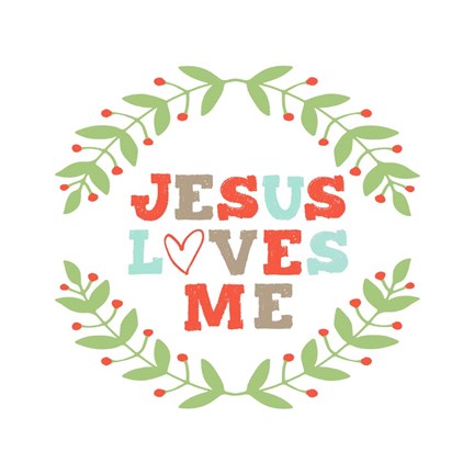Framed Jesus Loves Me-Garland Print
