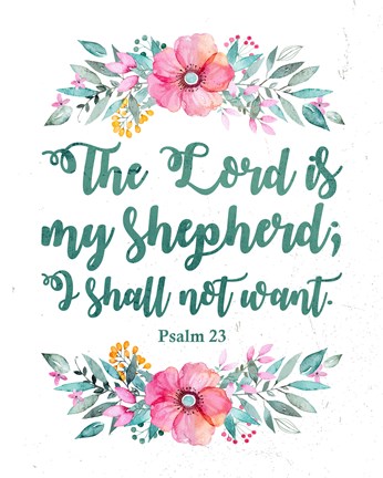 Framed Lord Is My Shepherd-Floral Print