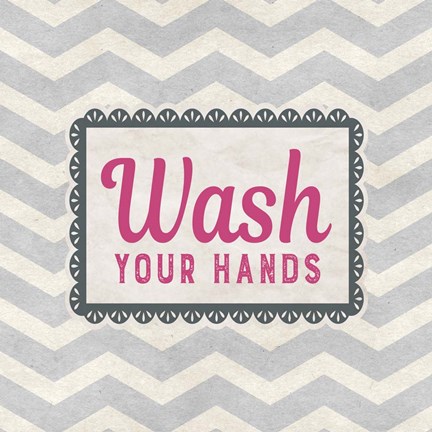 Framed Wash Your Hands Gray Pattern Print