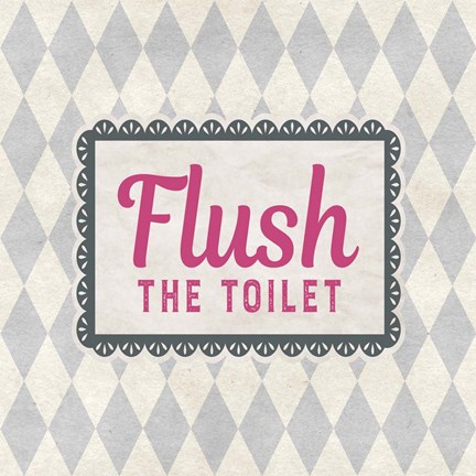 Framed Flush The Toilet Gray Pattern Print
