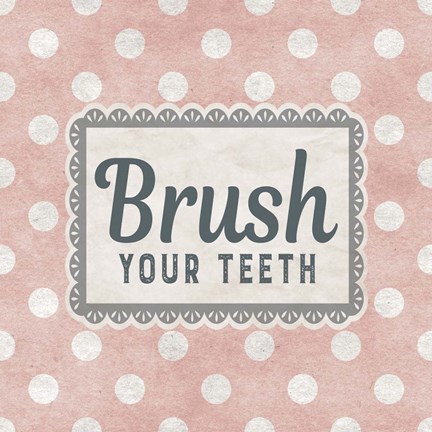 Framed Brush Your Teeth Pink Pattern Print