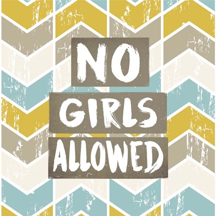 Framed No Girls Allowed Chevron Pattern Yellow Print
