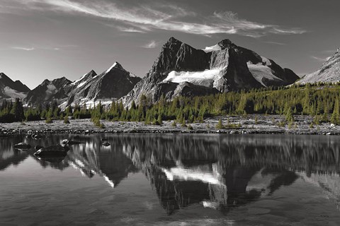 Framed Amethyst Lake Reflection BW with Color Print